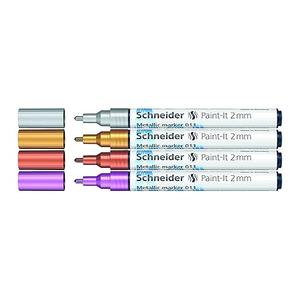 Schneider Paint-It 011 Metallic Markers, 2 mm, Wallet, x3, Assorted Colors (ML01111501)