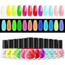 Glamonade Neon Nail Polish Set: Glow in The Dark Halloween Neon Orange Yellow Pink Blue Fluorescent Fingernail Polish Kit Air Quick Dry Regular Nail Polish Pack for Nail Art Gift Holiday Party