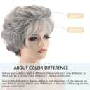 TISHINING Short Grey Curly Wigs for White Women Layered Silver Gray Pixie Cut Synthetic Full Wig with Bangs Natural Looking Daily Party Wigs for Older Women