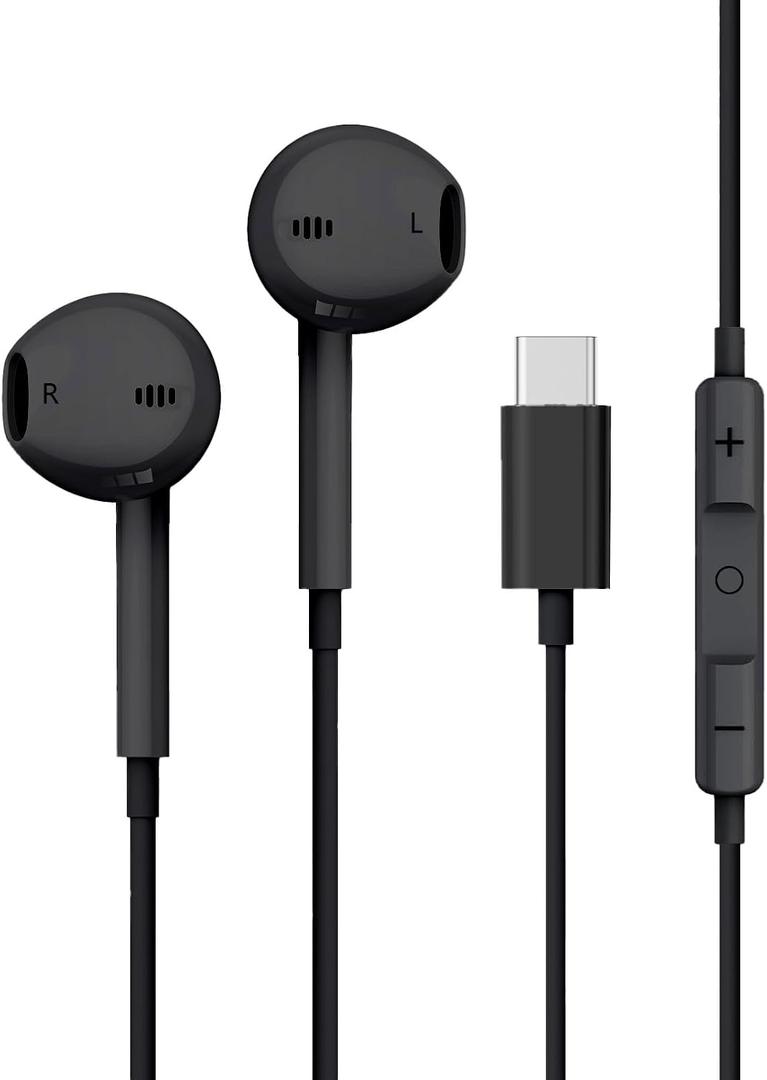USB C Headphones for Samsung S24 Ultra S23 FE S22 [Clear Call] Wired Earbuds with Mic Noise Cancelling HiFi Stereo Sounds Volume Control Ear Buds for iPhone 16 15 9 8 7 iOS & Androids