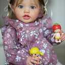 iCradle Handmade 24 Inch Realistic Girl Toddler Reborn Doll Weighted Soft Vinyl Silicone Reborn Baby Doll Lifelike Newborn Baby Dolls Birthday Toy Set for Kids Age 3+