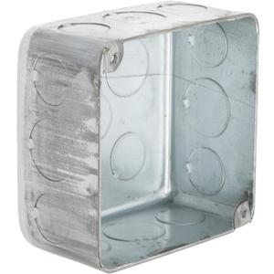 RACO 239 4 in. Square Plenum Box, Eleven 1/2 and Five 3/4 in. Knockouts, Drawn, 2-1/8 in. Deep, Gray