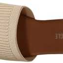 OYOANGLE Women's Single Band Square Open Toe Slide Sandals Summer Slip on Flat Sandals, Beige, 39