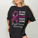 Breast Cancer Shirt Pink Ribbon Shirts for Women Breast Cancer Aweness Tshrit - Gift for Her (Black, L)
