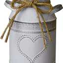 MISIXILE Vintage Galvanized Milk Can, Farmhouse Flower Vase, Rustic Shabby Chic Vase with Handle for Home Office Decor- 7.5"(Misty Grey)