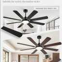 Fanbulous 62 Inch Ceiling Fans with Lights, Black Modern Ceiling Fan with Remote,Large Farmhouse Indoor & Outdoor Ceiling Fan with 8 Dual Finish Blades, Quiet DC Motor, Bright LED Light