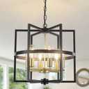 Black and Gold Chandeliers, Modern Farmhouse Dining Room Light Fixture 5-Light Entryway Chandelier for Foyer 19'' Kitchen Island Lighting Hanging Pendant Lights for Bedroom Hallway