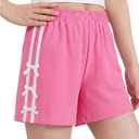 Girls Biker Butterfly Shorts Size 11-12 Active Athletic Teen Girl Bow Rose Red Shorts Cute Casual Girl Summer Clothes (Pink)