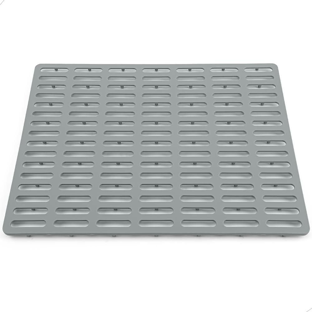 Sink Protector Mat, Kitchen Sink Protector, Silicone Mat, Dishwasher Safe, No Odor, Elevated Feet, 16.34 x 12.8 (Large, Gray)