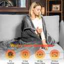 WOOMER Heated Throw Electric Throw(50"x 60"), Soft Flannel Fast Heating Blanket, 4 Heating Levels & 4H Auto Off, Machine Washable, Over-Heat Protection