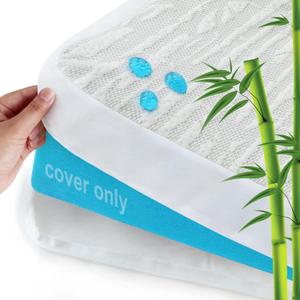 Mattress Topper Cover Protector Queen Size 3 Inch, 100% Waterproof Viscose Cooling Mattress Topper Encasement Zippered with Adjustable Straps, Fit Memory Foam Mattress Topper