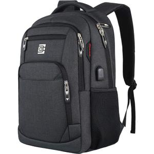 Laptop Backpack,Business Travel Anti Theft Slim Durable Laptops Backpack with USB Charging Port,Water Resistant College Computer Bag for Women & Men Fits 15.6 Inch Laptop and Notebook - Black