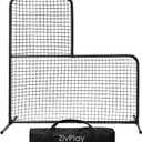 ZivPlay L Screen Baseball Screen Pitching Screen for Batting Cage Pitcher Protection 7x7 ft Protector Net Includes Portable Carry Bag, 7 X7 Feet With 3.5x3.5 Feet Cut Out