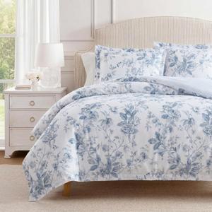 Martha Stewart - Queen Comforter Set with Shams, Cotton Sateen