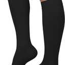 MGANG 20-30 mmHg Compression Socks, Knee High Compression Stocking for Men and Women, Closed Toe, for Varicose Veins, DVT, Swelling, Edema, Shin Splints, Black Large