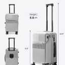 UrbanExplorer 20 Inch Carry-On Luggage with Front Opening, Cup Holder & USB Port, Lightweight ABS+PC Hardshell Spinner Suitcase, Airline Approved, 360 Wheels, Sliver