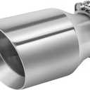 2.5 to 3.5 Inch Exhaust Tip 2.5"Inlet to 3.5"Outlet Exhaust Tips 6.7" Length Muffler Tip 304 Stainless Steel Tailpipe Diesel Exhaust Tip Double Wall Polished Slant Cut Clamp On (Sliver)