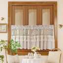 Boho Crochet Lace Sheer Valances for Window Kitchen Vintage Macrame Valances with Tassels for Dining Room Living Room Farmhouse Rustic Crochet Curtain Valance Rod Pocket 1 Panel (W59 L20 inch,Beige)