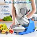 Electric Shaved Ice Machine,with Ice Pick and Scoop,3 Blades of Electric Snow Cone Machine(300W 2200r/min),Splash Proof Ice Shaver Machine,Ice Crusher Machine for Home Commercial Use (Blue)