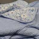 WONGS BEDDING Botanical King Quilt Bedding Set, Soft Blue Bedspread | Floral Printed, Polyester Coverlet, Breathable All-Season, Fits King 110"x90", Perfect for Bedroom Guest Room Home Decor