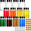 2 OZ Glass Bottles with Caps, 12 Pack 60 ML Empty Juicing Bottles with Screw Lids and Labels, Reusable Airtight Glass Jars for Juice, Ginger, Wellness Shots
