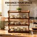 4-Tier Wooden Mug Display Holder, Space-Saving Countertop Cup Organizer Rack, 19.7 x 7.9 x 20.5 in Solid Wood Desk Shelf for Home Office Kitchen Coffee Station