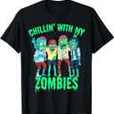 Chillin with My Zombies Halloween Boys Kids Zombie T-Shirt, Men, Small