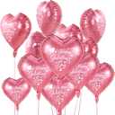 DPKOW 30pcs Galentines Balloons Happy Galentines Day Decorations, 18 Inch Pink Heart Foil Balloons Valentines Day Decorations, Romantic Girl Lady Friendship Decor