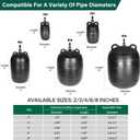 Upgraded 3PK Inflatable Pipe Plug Balloon Kit(2",3",4") with Fast Air Pump & Extension Hose, Rubber Sewer Test Balls with Safety Chain & Valve Tool for Plumbing Pressure Testing/Drain Blocking