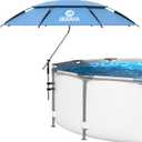 7FT Above Ground Pool Umbrella 360 Tilting Double-Layer Canopy & Height Adjustable, UPF 50+ Sun Protection for Above Ground Pools, Patio, Beach & Outdoors