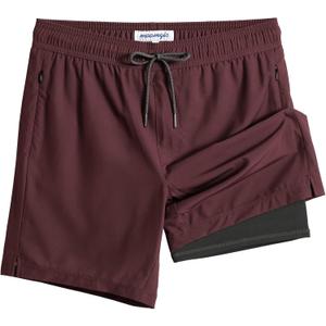 maamgic 2 in 1 Mens Swim Trunks 7 Inch Swim Shorts Swim Suits Board Shorts (X-Large)