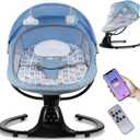 Baby Swing for Infants, 0-9 Months Baby Swing Support Music Playback, 5 Sway Speed, Electric Swing for Baby with Remote Control, Indoor & Outdoor Use (Blue)
