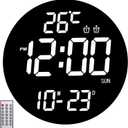 Large 12" White Digital Wall Clock with Remote Control | LED Display Plug-in Clock with 3 Brightness Levels & Temperature Display Perfect for Home, Gym, Classroom, Office
