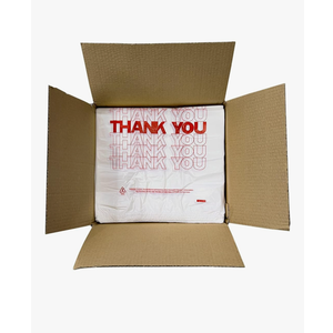 Glotoch Plastic Thank You Bags 1000 Count, 12" x 6.5" x 21" White Grocery Bags with Handles for Restaurant, Retail, Grocery Store, Takeout, Convenience Stores, T-shirt Shopping Bag in Bulk