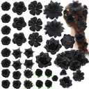 30pcs Black Flower Hair Clips - Womens Bridal Handmade Artificial Dark Rose Floral Barrettes Hair Clips for Funeral Headwear Accessories Devil Costume Photography Photo Props