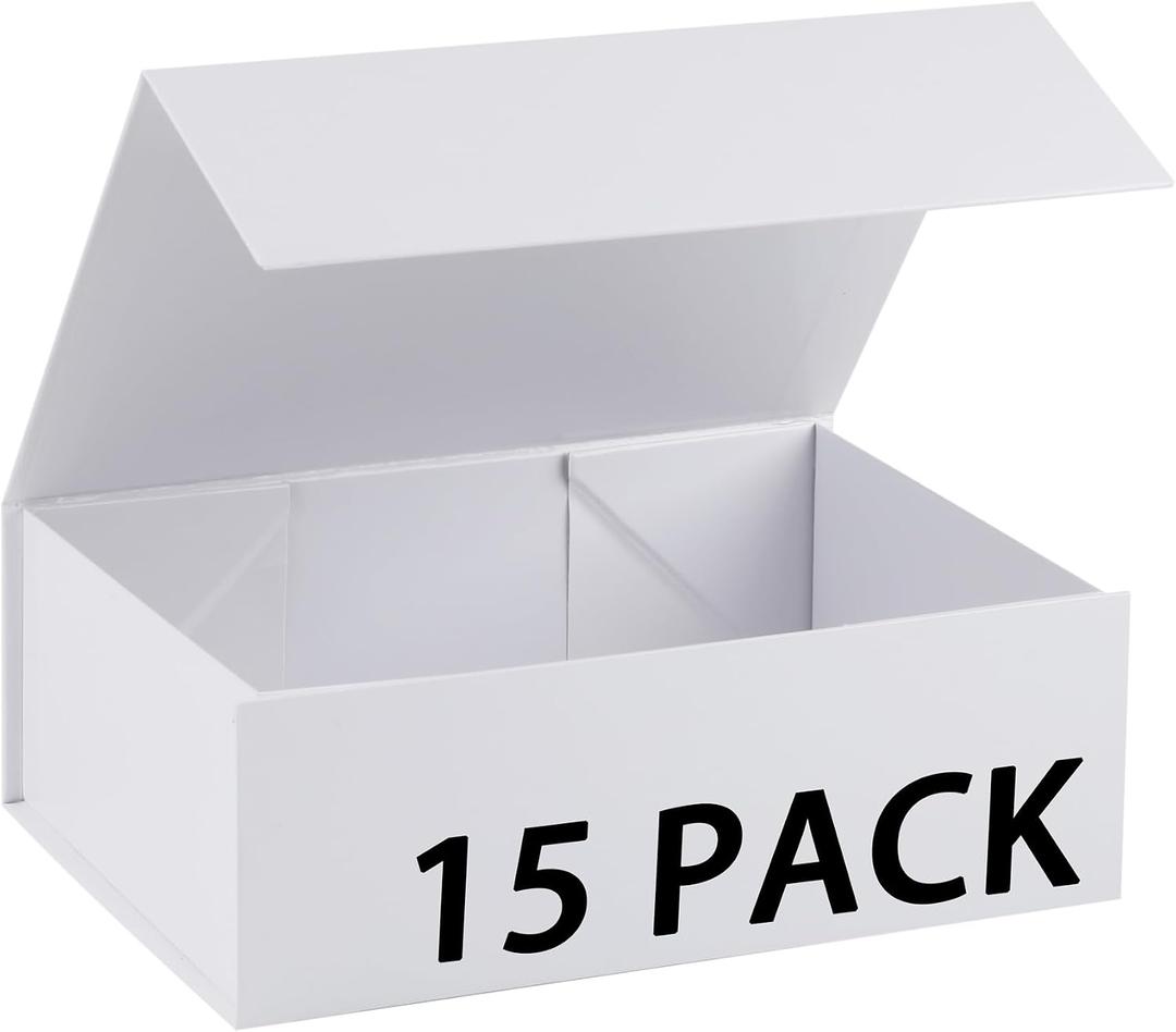 MUMUPACK 15 Pack Magnetic Gift Box With Lid 10x10x5,White Gift Boxes Bulk,Luxury Bridesmaid Proposal Box,Small Magnetic Closure Box Boxes For Presents,Wedding,Business