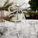 Mrchtmas Christmas Bow Ornaments 2025, 3Pcs Silver Bow Christmas Tree Ornament, Xmas Hanging Ornaments Decoration Gift for Women Family Made with Rhinestones