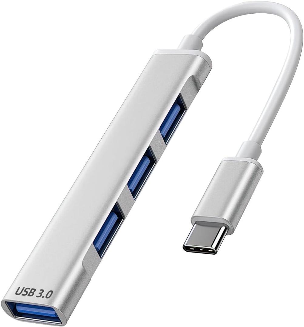 USB C to USB Hub Multiport Adapter, Aluminum 4 Ports USB C Splitter for Laptop, Slim Thunderbolt 3/4 Data USB Hub Compatible for MacBook Pro/Air, iPad Pro, Dell, Chromebook | Keyboard, Mouse, HDD