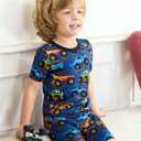 babee Reshinee Bamboo Viscose Toddler Pajamas Boys Girls Kids Baby Cool Short Summer Monster Truck Pjs Set 6-7Y Two Piece
