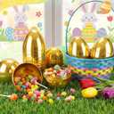 12 Pcs 6" Jumbo Golden Plastic Easter Eggs, Metallic Giant Gold Eggs Empty Easter Eggs Fillable, Easter Basket Stuffers, Party Favor, Classroom Prize Supplies for Kids