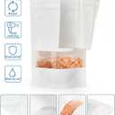 FireKylin 100 Pcs White Paper Bags with Window, 5.5" x 7.9" Stand Up Pouches, Zipper Food Storage Bags for Packaging Products, Reusable, Sealable