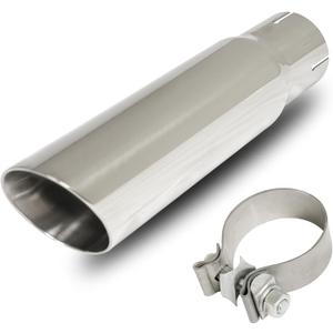Exhaust Tip 2.5" Inlet to 3.0" Outlet, Polished Finish Stainless Steel Double Wall Slant Cut Exhaust Tail Tip for 2.5" Outside Diameter Tailpipe(Universal, 12"/305mm Length)