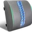 Lumbar Support Pillow for Office Chair and Car,Back Support for Office Chair,Charcoal Memory Foam Back Cushion with Breathable Mesh Cover,Double Adjustable Straps,Grey