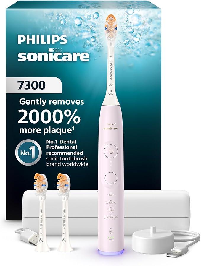 Philips Sonicare 7300 Series Electric Toothbrush  NextGeneration Sonicare Technology, Pressure Sensor, 12 Brushing Settings, SmarTimer, 21Day Runtime, Travel Case, Navy Blue, HX7423/05