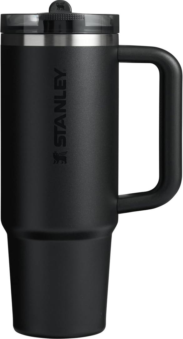 STANLEY Quencher ProTour Flip Straw Tumbler with Leakproof Lid | Built-In Straw & Handle | Cupholder Compatible for Travel | Insulated Stainless Steel Cup | BPA-Free (40 Ounces, Black)