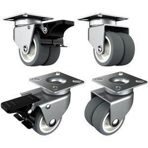 2 inch Swivel Caster Wheels Set of 4 Total Capacity 880 lbs Heavy Duty Casters for Furniture No Noise TPR Wheels with Screws
