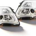 Passenger & Driver Side Headlight Assembly Compatible with 2016-2017 Terrain SLE/SLT Front Left Right Halogen Headlamp GM2502435 GM2503435