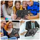 Timecity Case for iPad Air 5th Generation 2022/ for iPad Air 4th Generation 2020-10.9 inch, Durable Sturdy Protection Case with Pencil Holder Screen Protector [360 Rotating Stand] Hand Strap- Black