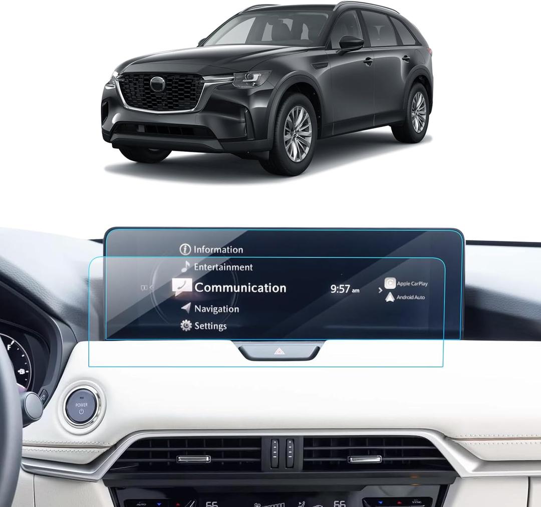 2PCS Car Screen Protector for 2024 2025 Mazda CX-90 (Turbo Premium Plus/Turbo S)&2024 2025 CX-90 PHEV Premium Plus/2025 Mazda CX-70 Accessories Navigation Nano Screen Protector 12.3''