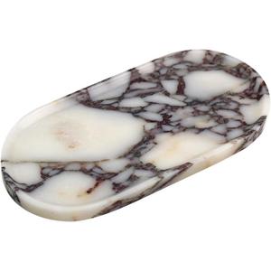 Real Marble Tray for Bathroom, Oval Marble Vanity Tray for Perfume Jewelry Towel, Canisters Tray for Countertop, Natural Stone Organizer (Calacatta Viola 11.8″ x 5.9″)
